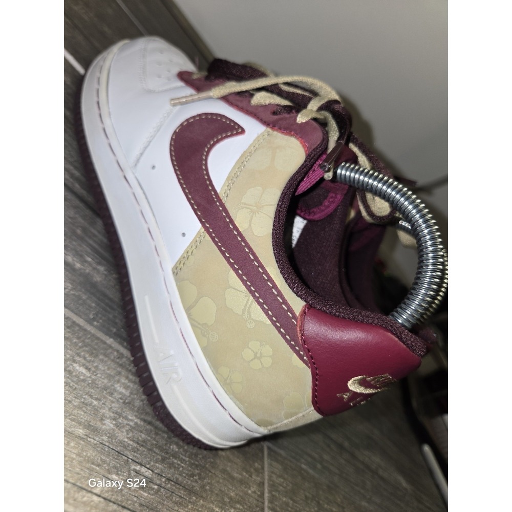 Nike Air Force 1 '82 Hawaii Flower Women's Size 6.5 Gold Maroon Shoes Sneakers - Picture 5 of 10